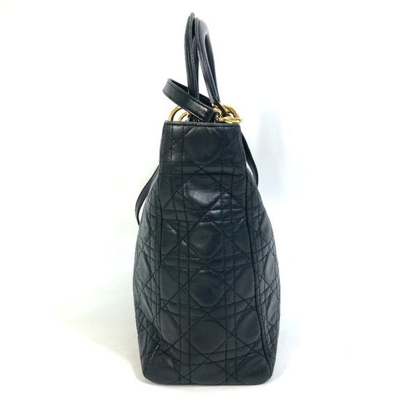 CHRISTIAN DIOR Cannage Bag 2WAY/shoulder bag Hand Bag Black GoldHardware - Picture 3 of 15